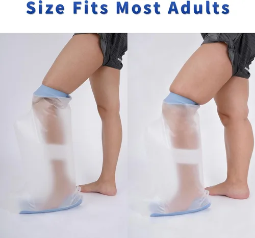 Vista 5 de CureSquad Funda impermeable para pantorrilla de adulto, manga protectora impermeable ancha, tiras antideslizantes dobles con ranuras profundas