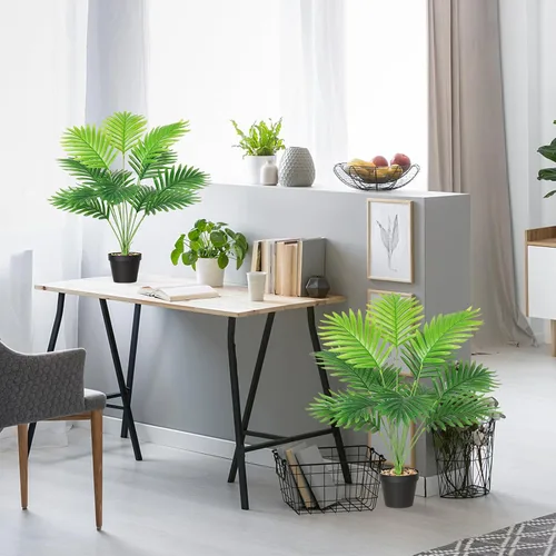 Vista 5 de Juego de 2 plantas artificiales de palma areca en macetas Planta de palma areca