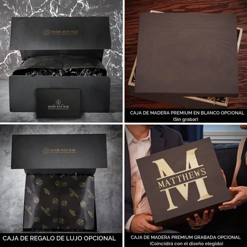 Vista 5 de Juego de decantador de whisky personalizado y vasos de whisky en caja hecha a mano
