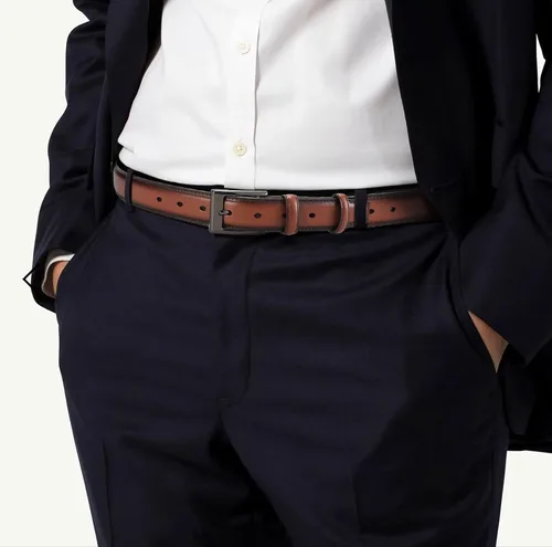 Vista 4 de CHAOREN Cinturón de vestir para hombre, paquete de 2 unidades, cinturón de cuero genuino para hombres de 1 18 pulgadas, ocasión formal y atuendo