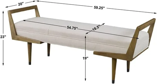 Vista 3 de Uttermost Waylon - Banco moderno de 59.25 pulgadas