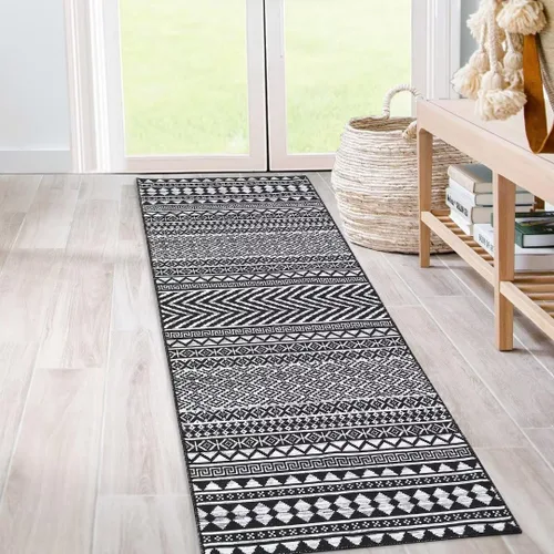 Vista 13 de GlowSol Alfombra de pasillo de 2 x 6 pies, moderna geométrica, suave, lavable, antideslizante, para interiores, cocina, sala de estar, dormitorio