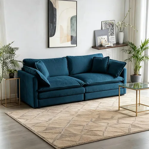 Vista 53 de Tmsan Chenille Cloud - Juego de sofá y silla, color beige y blanco Blanco beige
