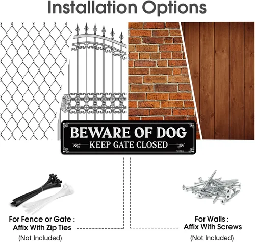 Vista 5 de GicnKeuz Señales de «cuidado con el perro» para valla, 30,48x7,62 cm, señal de mantener la puerta cerrada, aluminio reflectante, resistente a