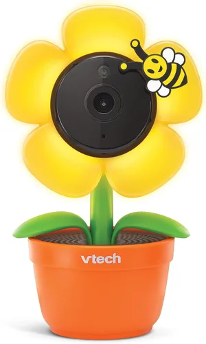 Vista 2 de VTech RM9751 Yellow Daisy Smart Wi-Fi Cámara para bebé, compatible con iOS y Android, 1080p Full HD, cubierta de modo de privacidad, luz nocturna