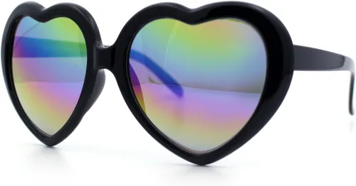 Vista 6 de Gafas de sol Rusta Rainbow Mirror Lens Plastic Frame Heart Shape para mujer