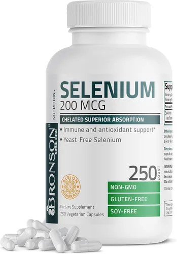 Vista 10 de Bronson Selenio de 200 mcg para el sistema inmunológico, la tiroides, la próstata y la salud cardíaca - Complejo de aminoácidos quelados sin