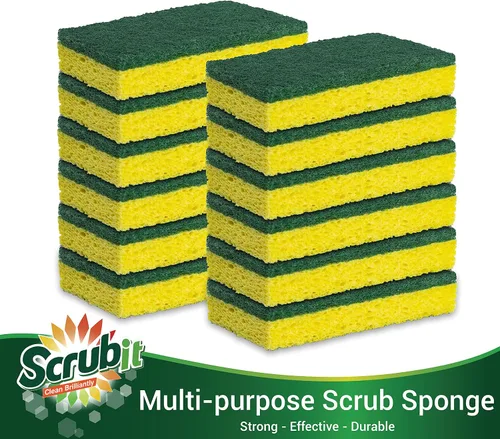 Vista 4 de SCRUBIT Esponja exfoliante resistente, hecha de celulosa resistente, respetuosa con el medio ambiente, dura meses de limpieza de cocina resistente