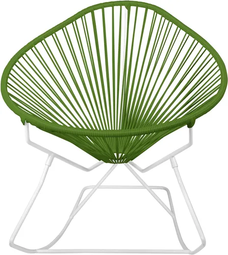 Vista 29 de Innit Designs Acapulco - Silla mecedora con estructura cromada, color turquesa, tejido naranja Verde