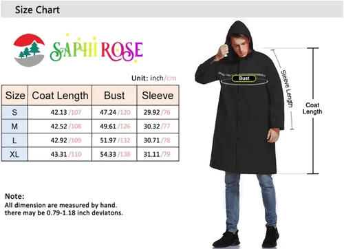 Vista 4 de Chaqueta de lluvia de seguridad larga con capucha para hombre, impermeable, poncho de emergencia