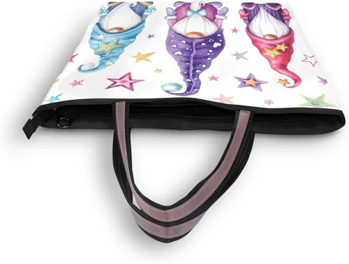 Vista 4 de Magic Gnomes - Bolsa de hombro con estrellas, con asa superior, para mujer, trabajo, escuela, viajes