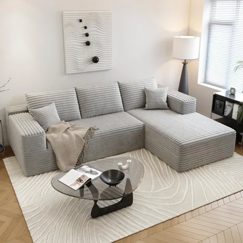 Vista 22 de Sofá seccional Cloud de 107.5 pulgadas con diván en forma de L, sofá modular moderno con asiento profundo, sofás tapizados para sala de estar Camello