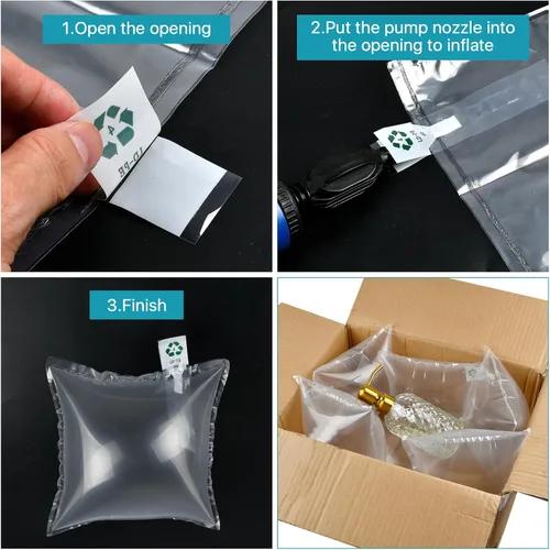 Vista 3 de 200 bolsas de aire de embalaje, almohadas de aire para envío, bolsas de cojín de aire de plástico transparente, bolsas protectoras inflables