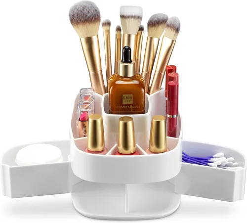 Vista 13 de Organizador de maquillaje giratorio de 360 grados – Altura ajustable y totalmente giratorio. El organizador de cosméticos perfecto para el tocador