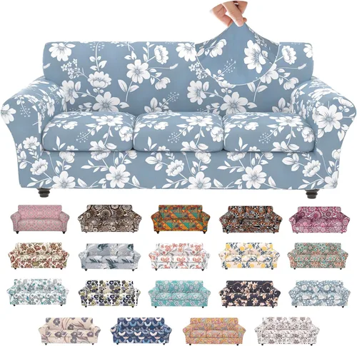 Vista 34 de Fundas elásticas para silla, fundas elásticas para sillón de 2 piezas, fundas de sofá lavables con diseño floral para sillón, protector de muebles