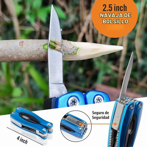 Vista 3 de Práctico relleno de calcetín navideño para hombres, papá, esposo Navaja de bolsillo multiherramienta 15 en 1 y alicates Regalo compacto EDC