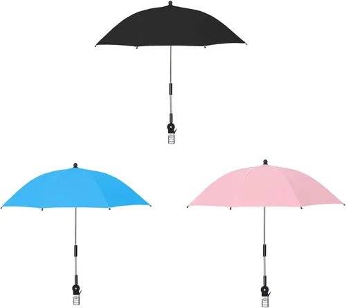 Vista 7 de TSYFM Paraguas para silla con abrazadera universal, sombrilla de playa ajustable con cochecito de hueso de 27.1 pulgadas, sombrilla de playa