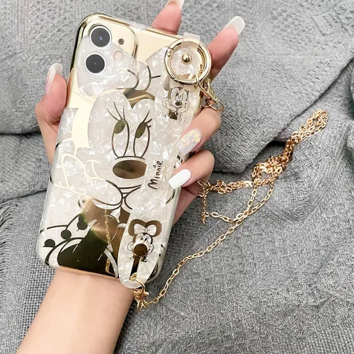 Vista 4 de Funda de dibujos animados para iPhone 7 Plus/8 Plus de 5.5" con protector de pantalla HD, Mickey Mouse con correa de muñeca, soporte con función