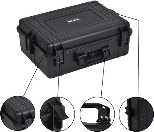 Vista 8 de MEIJIA Funda rígida protectora impermeable portátil, funda para cámara con espuma de ajuste personalizable insertada, apta para uso con drones