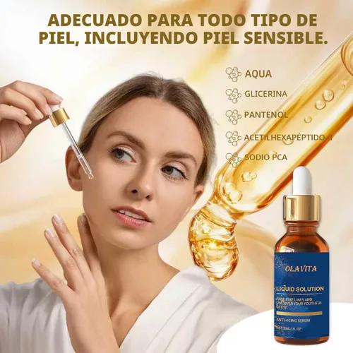 Vista 3 de OLAVITA Liquid Solution - Suero antienvejecimiento con vitamina C, suero facial hidratante y reafirmante con soporte de colágeno, paquete de 2