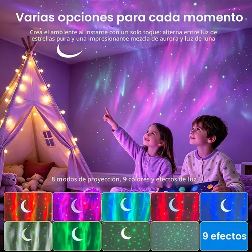 Vista 4 de HUMIIEYE Proyector de Galaxia con Altavoz Bluetooth, Luz Nocturna Proyector de Estrellas para Dormitorio, 8 Modos Proyector Aurora de Luces