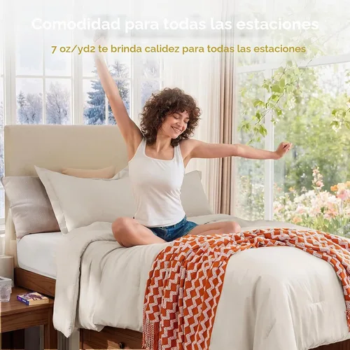 Vista 4 de MUXHOMO Juego de edredón beige tamaño individual/individual XL, ropa de cama alternativa ultrasuave para todas las estaciones. El juego de cama