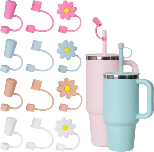 Vista 10 de Jetstop Tapa de popote para vaso de viaje Hydro Flask con asa, puntas de tapón de silicona reutilizables compatibles con vaso Hydroflask de 30 y 40