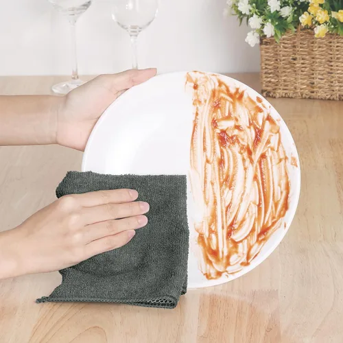 Vista 6 de uxcell Juego de 10 paños de cocina para platos, paños de microfibra absorbentes de secado rápido, trapos de cocina con lado de limpieza de cocina