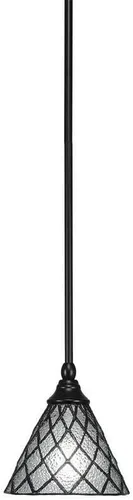 Vista 75 de Toltec Lighting Tallo Colgado Mini colgante, acabado de cobre negro, 3.5" cuadrado humo burbuja vidrio