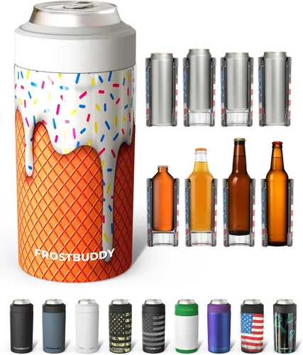 Vista 18 de Frost Buddy - Enfriador universal de latas, aislante de latas de acero Se adapta a latas delgadas de 12 onzas, 16 onzas, niños altos