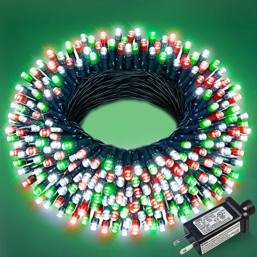 Vista 42 de Juego de 2, luces de Navidad, 200 pies, 600 LED, exterior/interior, guirnalda luces, 8 modos, impermeables, cable verde, parpadeantes, árbol, patio