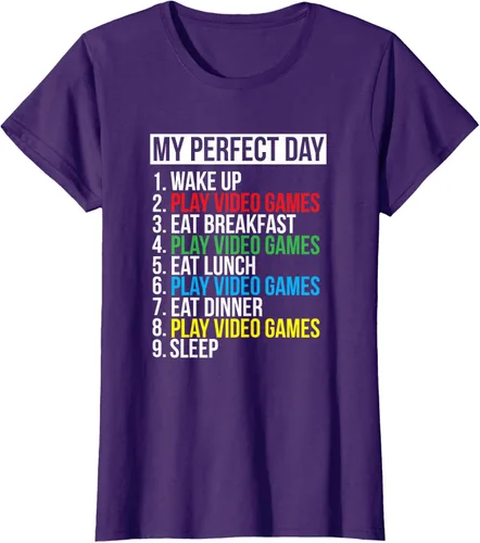 Vista 10 de My Perfect Day" - Camiseta negra de ajuste clásico, cuello redondo, manga corta, poliéster y algodón, Negro