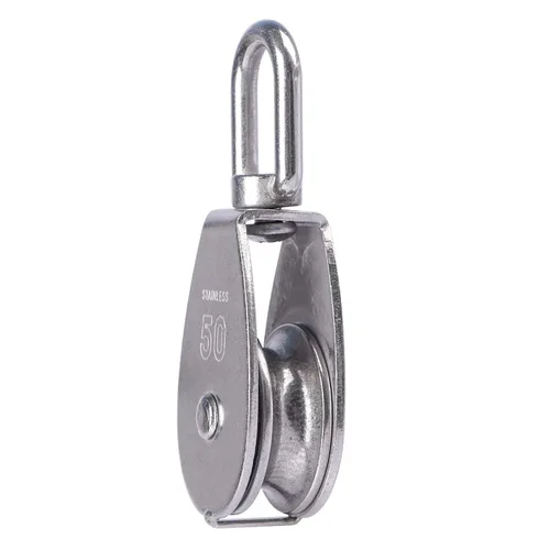 Vista 4 de LordHardware M50 Bloque de Polea Individual de Acero Inoxidable 304, Gancho Giratorio para Grúa de Elevación, Cuerda de 3/8" x Polea de 2