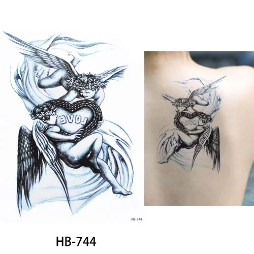 Vista 3 de Glaryyears Tatuajes temporales de sirena de ángel para mujeres y niñas, paquete de 6 calcomanías de tatuaje falsas, tatuajes realistas de larga