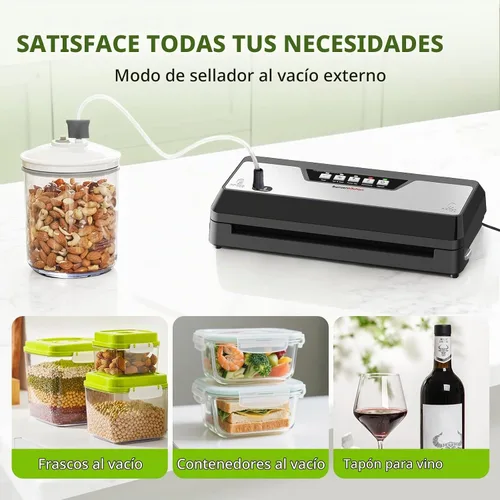 Vista 9 de Bonsenkitchen Máquina selladora al vacío,1 rollo y 5 bolsas precortadas