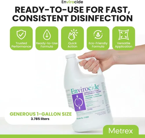 Vista 3 de Metrex Limpiador desinfectante y descontaminante de superficies Envirocide 44; 1 galón