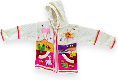 Vista 26 de Peruvian Wool Knitted Sweater with hoodie for babies & toddlers, Unisex, Chompas Peruanas, fall winter sweater