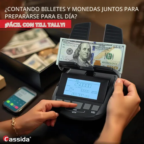Vista 4 de Cassida Contador de billetes profesional con balanza para contar monedas (Till Tally), Negro
