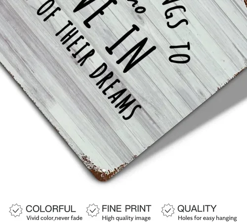 Vista 3 de LUIJORGY Letrero de metal con cita familiar con texto en inglés "The Future Belongs to Those Who Believe in The Beauty of Its Dreams", divertido