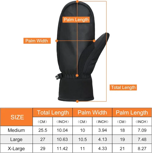 Vista 3 de Durio Manoplas de esquí para mujeres y hombres, guantes de esquí impermeables para hombres y mujeres, guantes de nieve con pantalla táctil