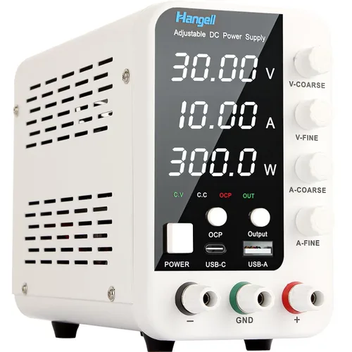 Vista 8 de Fuente de alimentación de CC variable, fuente de alimentación de banco de 30 V 10 A con codificador perilla de ajustes gruesos y finos, fuentes