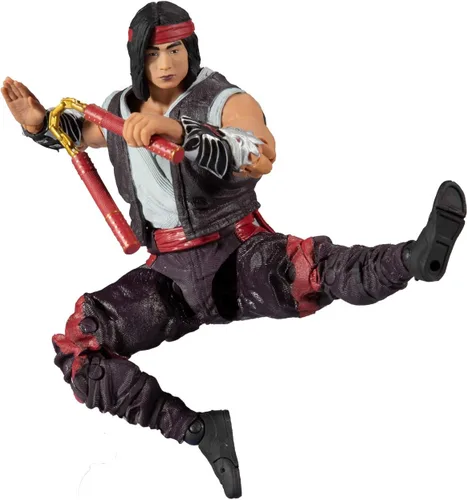 Vista 10 de McFarlane Toys Mortal Kombat Liu Kang (Fighting Abbot) Figura de acción de 7 pulgadas con accesorios