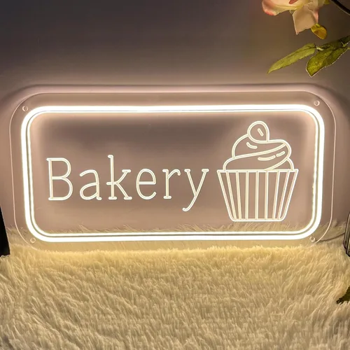 Vista 19 de Letrero de neón de panadería para decoración de pared, luz LED regulable, luz de neón, pasteles, pan, letreros para negocios, postres, alimentos