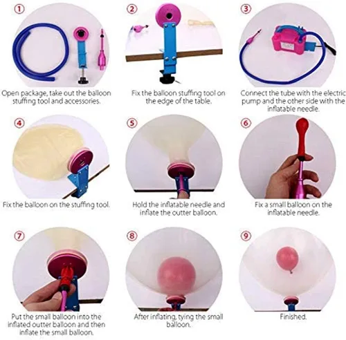 Vista 8 de Kit de herramientas de relleno de globos, máquina de llenado de globos, herramienta de llenado de globos para Navidad, cumpleaños, boda, fiesta