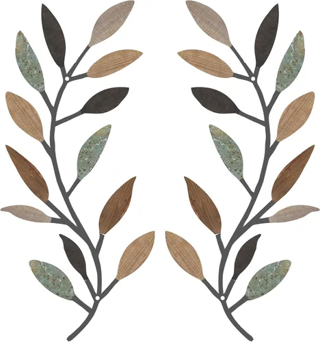 Vista 11 de Zhengmy 2 piezas de metal hoja de árbol decoración de pared de hoja de olivo vid hoja de olivo arte de pared sala de estar, decoración de pared