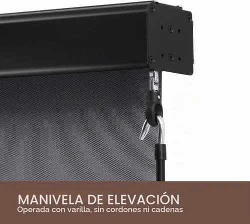 Vista 3 de VICLLAX Persiana enrollable de tela solar prémium para exteriores, para porche, patio, balcón, funciona con manivela con cenefa protectora de Grafito