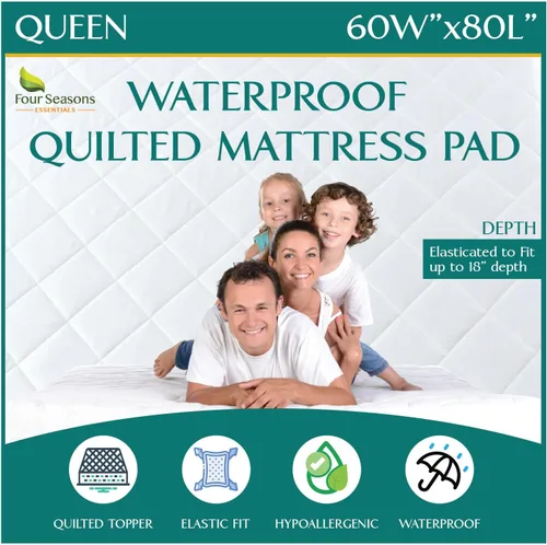 Vista 31 de Protector de colchón acolchado de tamaño individual, protector de colchón impermeable ajustable, cubrecolchón con parte superior acolchada, funda