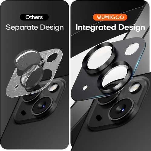 Vista 2 de Protector de lente de cámara para iPhone 15/iPhone 15 Plus/iPhone 14/iPhone 14 Plus, pantalla de cubierta de cámara de vidrio templado de aleación