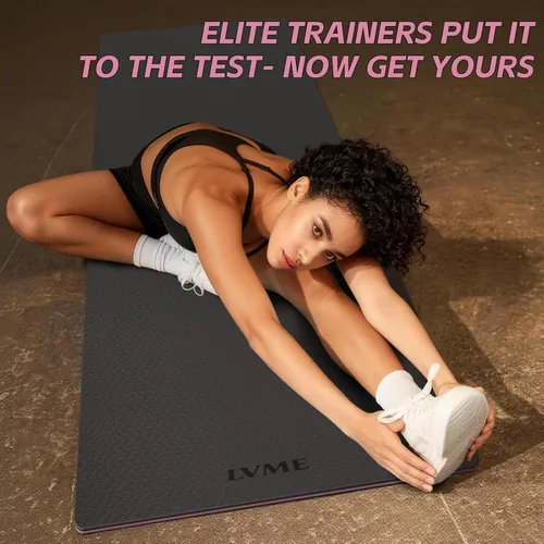 Vista 5 de Yoga Mat Non Slip, Anti-Tear 1/4" & 2/5" Thick TPE Yoga Mats for Women and Men, a stylish and practical dual-tone yoga mat.72"x24" Exercise &