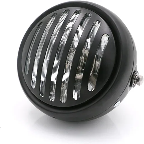 Vista 5 de 6 1/2" motocicleta faro parrilla cabeza lámpara Cafe Racer Bobber Chopper (lente ámbar)